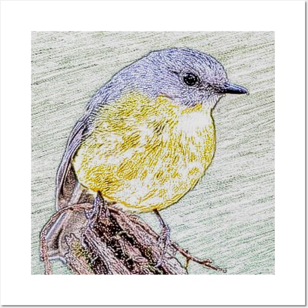 Eastern Yellow Robin Wall Art by Glenn Landas Digital Art